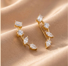 Golden Cascade Diamond Earrings