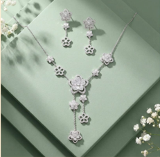 Floral Elegance Diamond Necklace Set