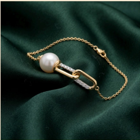 Pearl & Diamond Link Bracelet